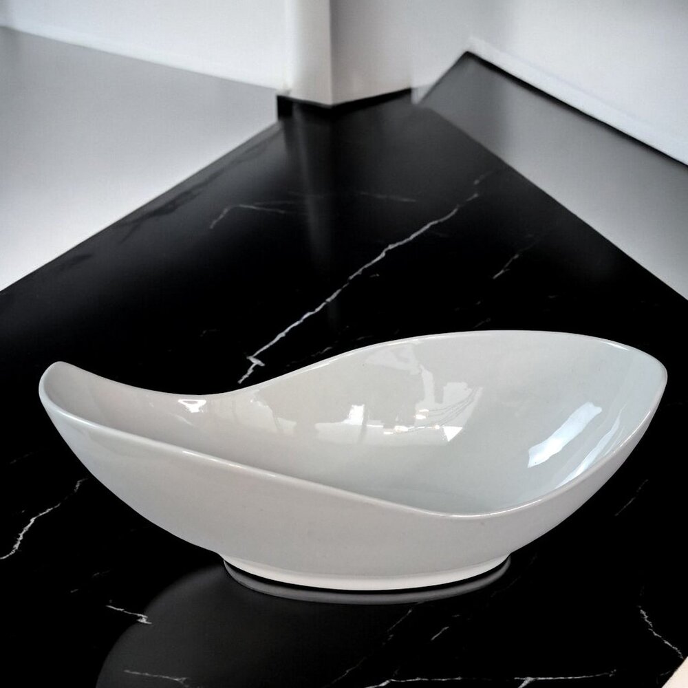 Palm Restaurant Ware White Modernist Serving Bowl Ceramic Large 16"